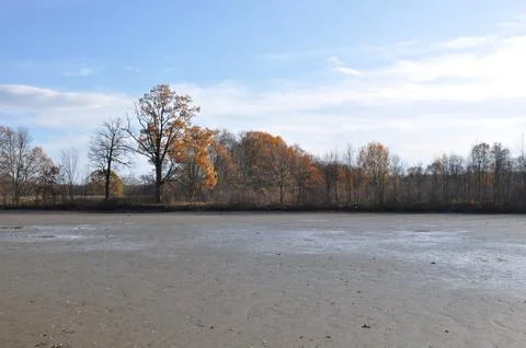 Drained pond Stock Photos