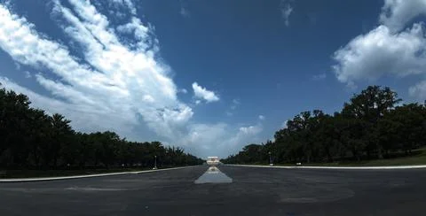 Drained Reflecting Pool: Wide Perspective Facing the Lincoln Memorial Stock Photos