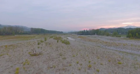 Drained River Aerial View Stock Footage 80830726