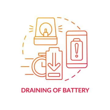 Draining of battery red gradient concept icon Stock Illustration