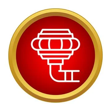 Draining system icon simple style on red button Illustrazione stock
