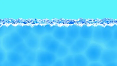 Draining turquoise blue water with caustics 3D animation with alpha Stock Footage 196426962