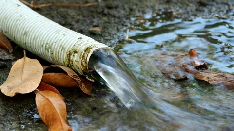 Draining waste water from pipe in the house , out door Chiangmai Thailand Stock-Footage 263951953