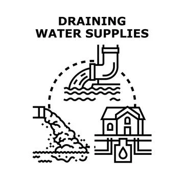 Draining water supplies concept vector illustration Stock Illustration
