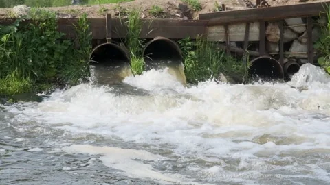 Draining water through pipes into the sump Stock Footage 131665583