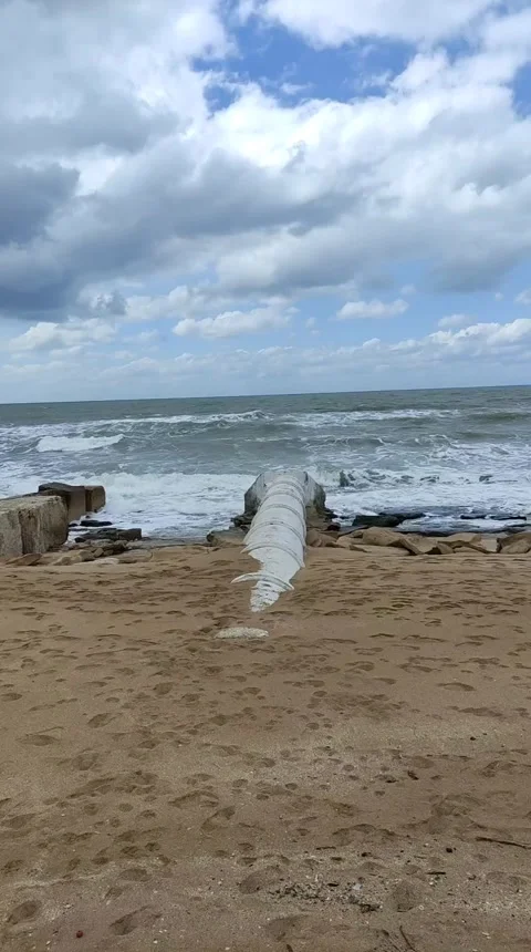 Drainpipe in the sea Stock Footage 172357114