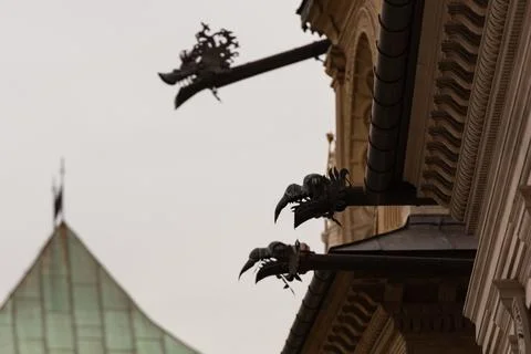 Drains in the form of dragons Stock Photos