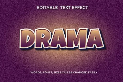 Drama 3d editable text effect Stock Illustration