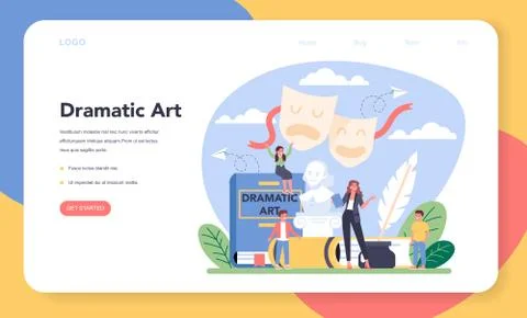 Drama class web banner or landing page. Children creative subject Stock Illustration