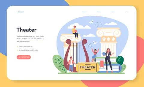 Drama class web banner or landing page. Children creative subject Stock Illustration