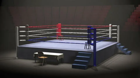 Dramatic 3D view of a boxing ring Stock Footage 44471442