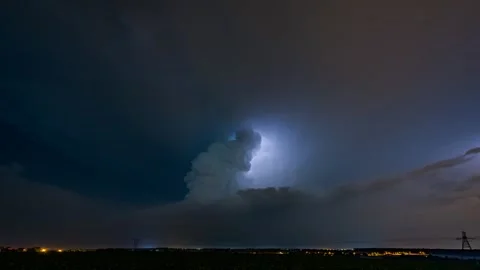 Dramatic 4K Timelapse of Approaching Thunderstorm with Dark Clouds Stock Footage 303865253