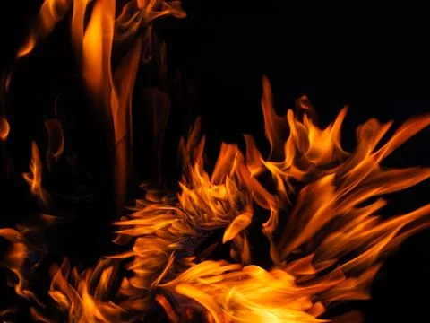 Dramatic abstract fire flames on black background Stock Illustration