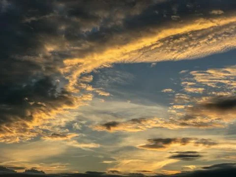 Dramatic abstract orange and grey cloud at thailand Stock Photos