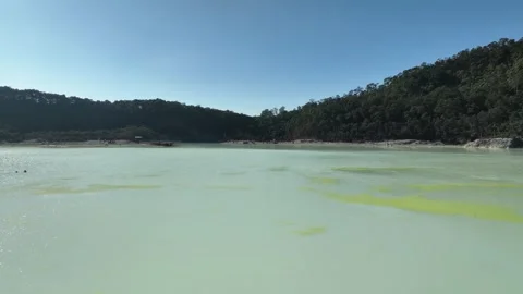 Dramatic Aerial of Active Volcanic White Crater in Ciwidey West Java Stock Footage 314093018