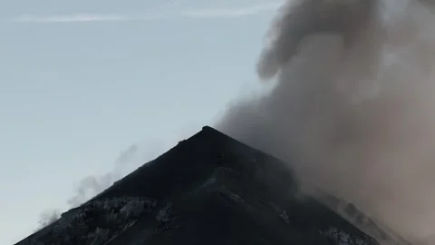 Dramatic aerial of ash plume rising at Fuego volcano in Guatemala Stock-Footage 331044552