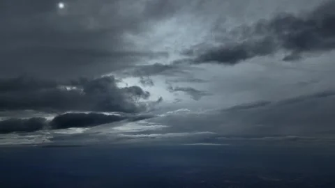 Dramatic Aerial Cloudscape Through the Pilot’s Eyes, With the Sun Veiled By Stock Footage 307919394