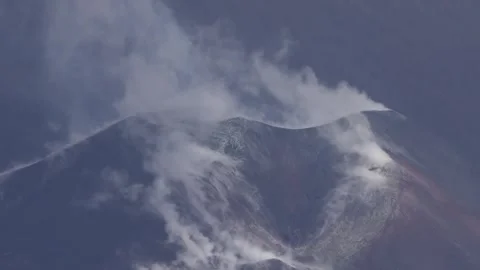 Dramatic Aerial Footage of Active Volcano Erupting with Smoke in HD Stock-Footage 329199096