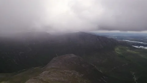Dramatic aerial footage of flying above scenic Twelve Bens ridge of Connemara Stock-Footage 202249787