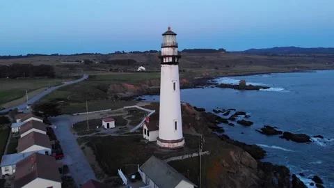 DRAMATIC AERIAL OF PIGEON POINT LIGHTHOUSE ON THE CALIFORNIA COAST Stock Footage 151276780