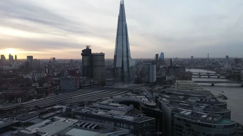 Dramatic aerial reveal of The Shard Stock Footage 321612735