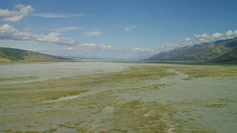 Dramatic aerial of river flats near Mount Cook Stock Footage 155601546