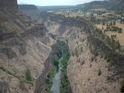 A Dramatic Aerial Shot of a High Desert Canyon Stock Footage 83190420