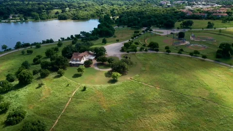 Dramatic Aerial Shot of Meadow Stock Footage 111969063