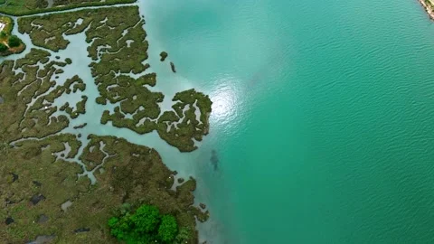 Dramatic aerial view of Drin river in Albania . Stock Footage 243000312