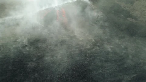 Dramatic Aerial View of Erupting Volcano with Ash Clouds in UHD Video stock 329198969