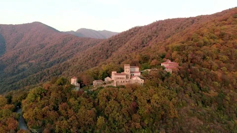 Dramatic aerial view of the historic Nekresi Monastery, Kakheti ,Georgia . Stock Footage 238538529