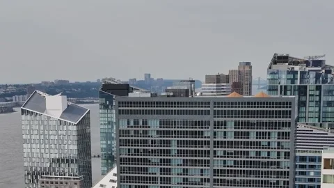 Dramatic aerial view of modern buildings in New York City Stock-Footage 321355154