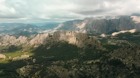 Dramatic Aerial View of Puig Campana Mountain in Costa Blanca Spain Stock Footage 323768217