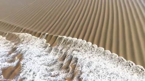 Dramatic Aerial View of Qiantang River Tidal Bore Wave Patterns China Stock Footage 339595717