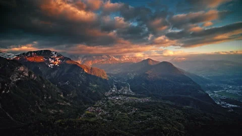 Dramatic aerial view of swiss alps Stock-Footage 160767493