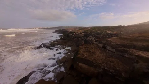 Dramatic aerial view of turbulent ocean waves Stock Footage 344678580