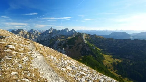 Dramatic Alpine Ridge Hike in Autumn Light with Brentenjoch Views and Endless Stock Footage 308313639