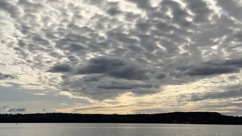Dramatic Altocumulus Clouds Over Water Landscape Stock Footage 346304511