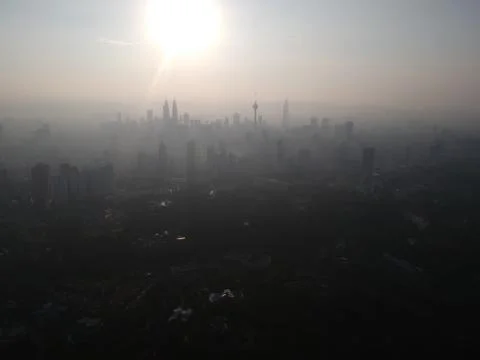 Dramatic and beautiful aerial view Kuala Lumpur city in the morning with the  Stock Photos