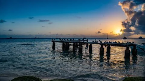 Dramatic and beautiful sunset at Los Roques National Park. Foto stock