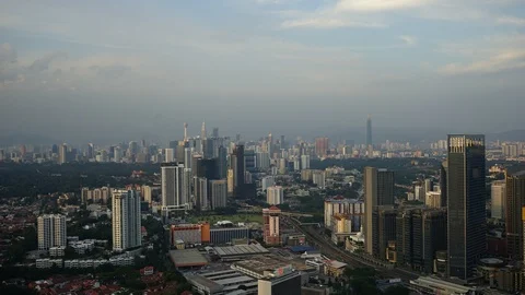 Dramatic and beautiful view of Kuala Lumpur City during sunset time lapse. Stock Footage 94009764