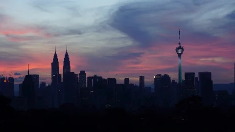 Dramatic and beautiful view of Kuala Lumpur City Stock Footage 98591066