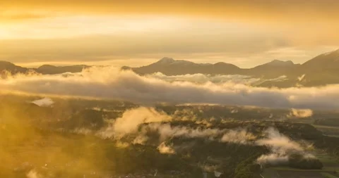 Dramatic and colorful time lapse. Vibrant sunset in Slovenia Stock Footage 154635643