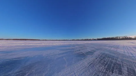 Dramatic and frozen landscape of snow covered ice field after blizzard at s.. Stock Footage 344766221