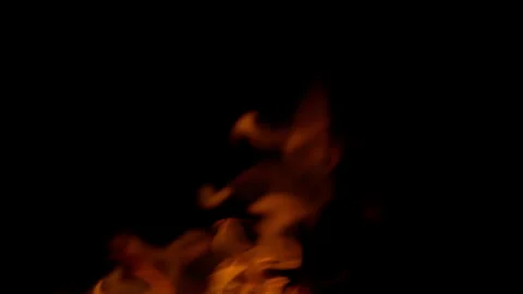 Dramatic and Intense Fire Flames Against a Deep Black Background Bringing Powerf Stock Footage 311815382