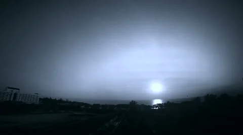 Dramatic and Moody Seascape 4K with a Gentle Mist - Film Noir Stock-Footage 45611987