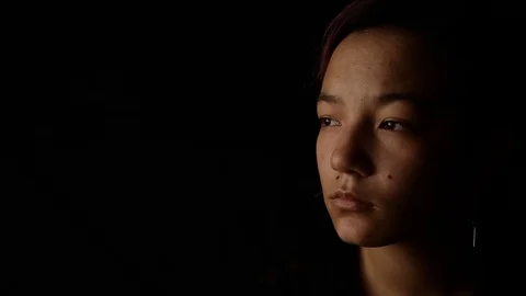 Dramatic and sad look Stock Footage 121242662