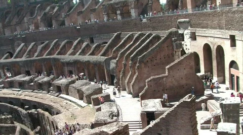 Dramatic angle of the interior Colosseum Stock Footage 524298