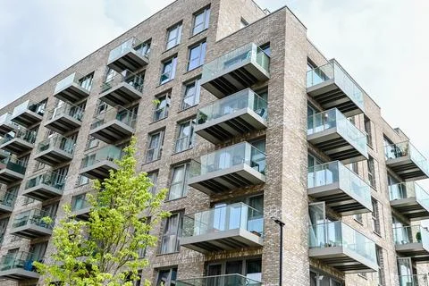 Dramatic angle of a modern apartment Stock Photos