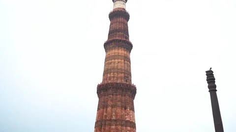 Dramatic Angled Shot of Qutub Minar Stock Footage 317091873